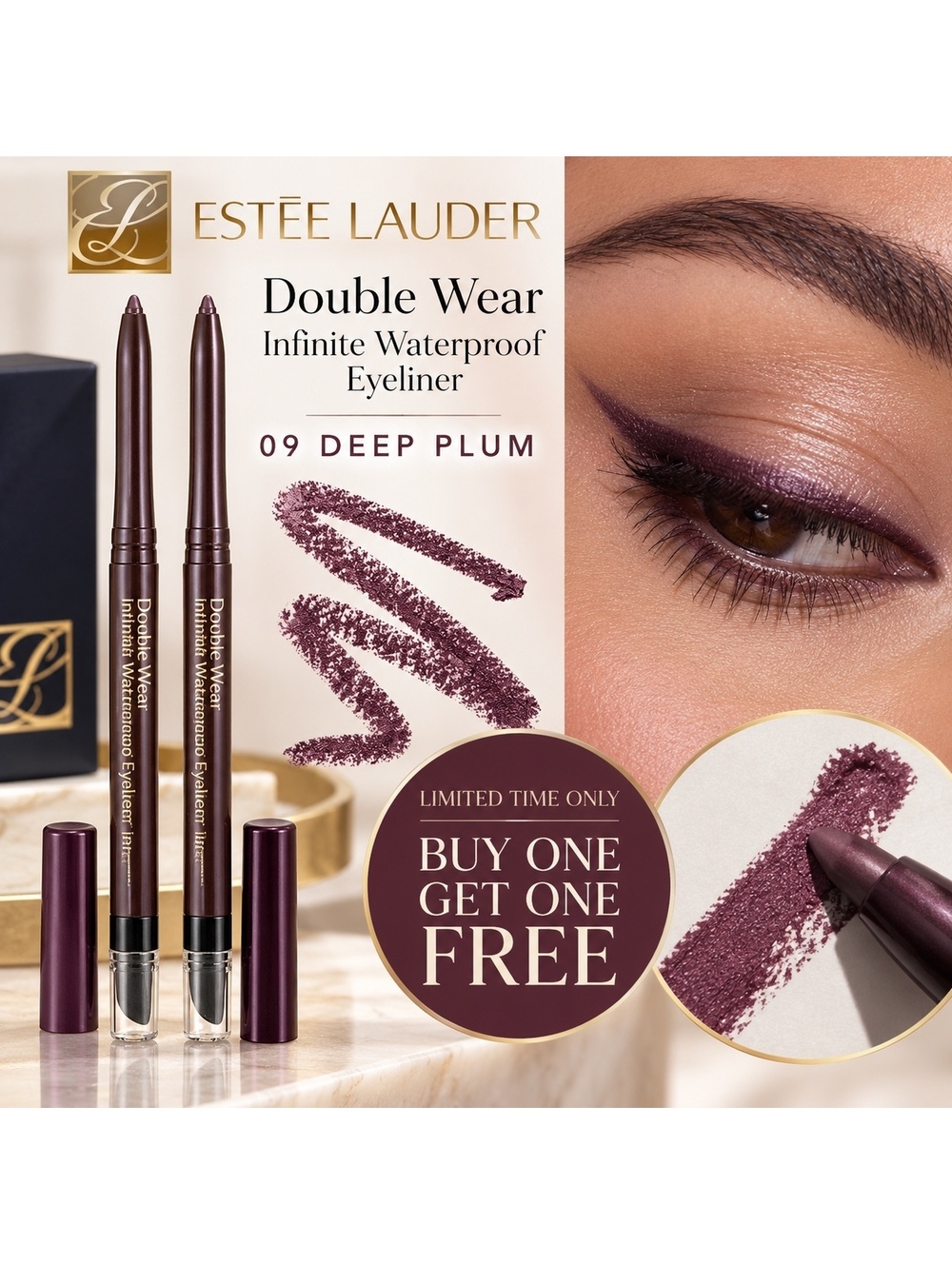 BOGO Estรฉe Lauder Double Wear Infinite Waterproof Eyeliner in 09 Deep Plum โข NEW